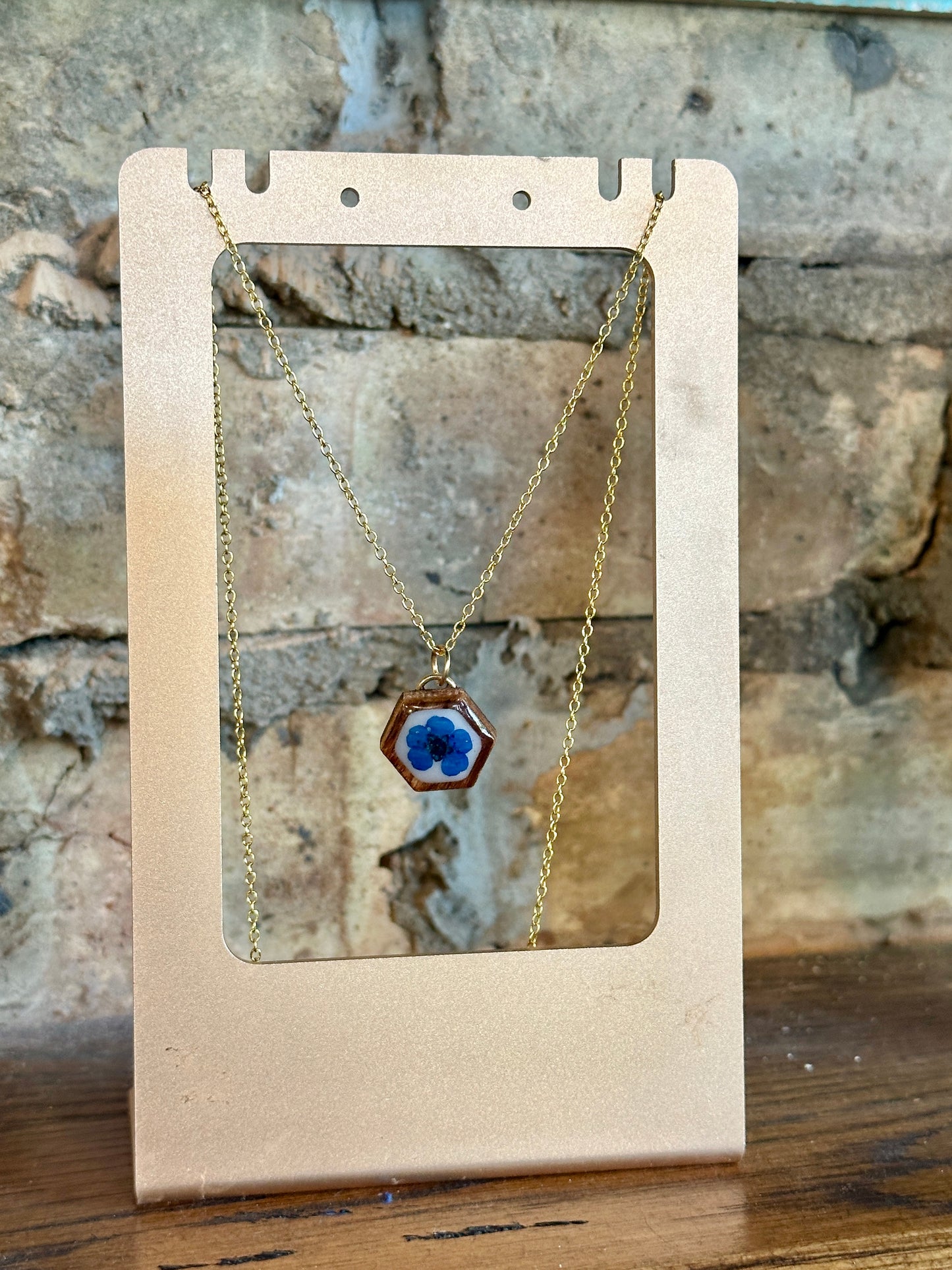 Wooden hexagonal necklace 1
