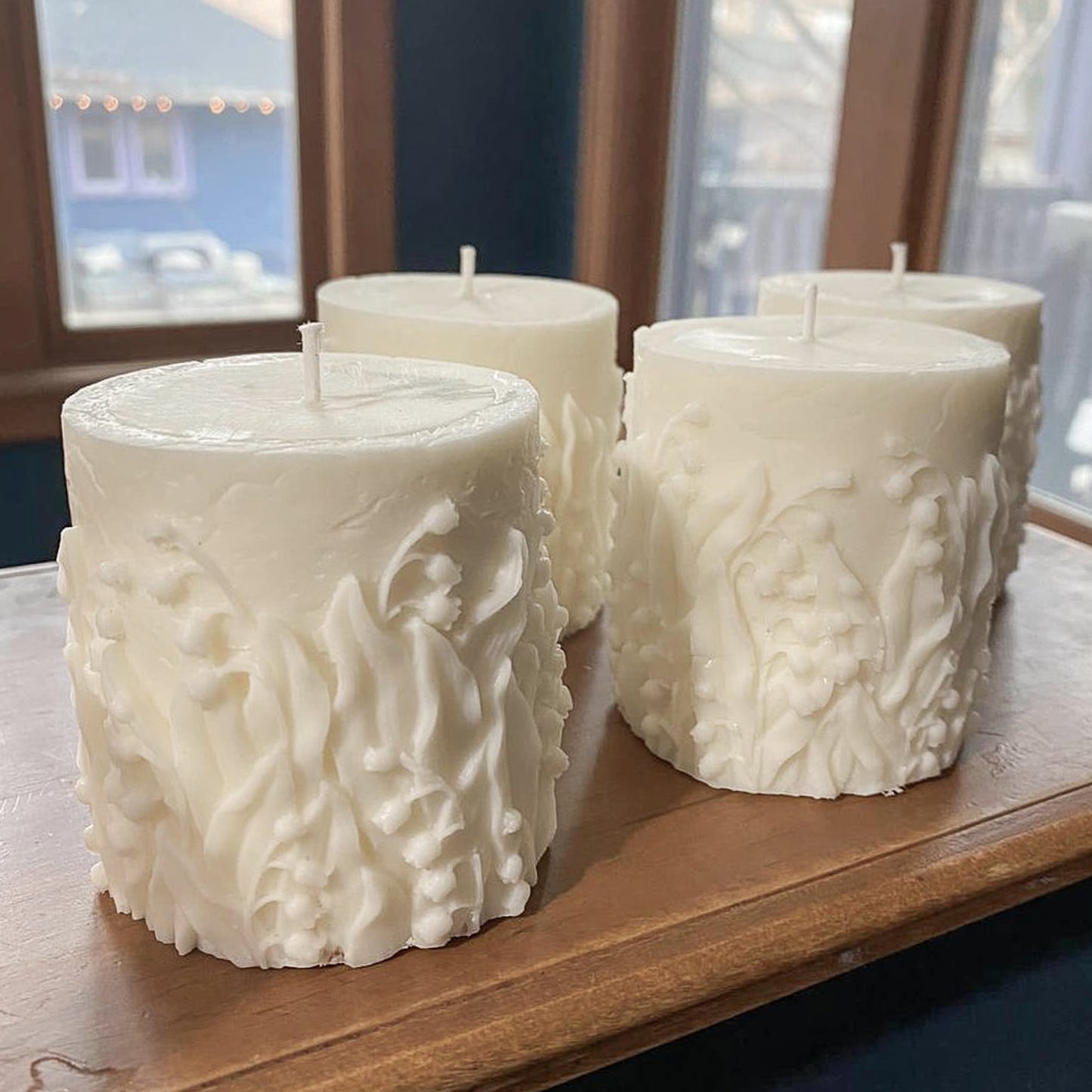 White Lily-of-the-Valley Pillar Candle (unscented)