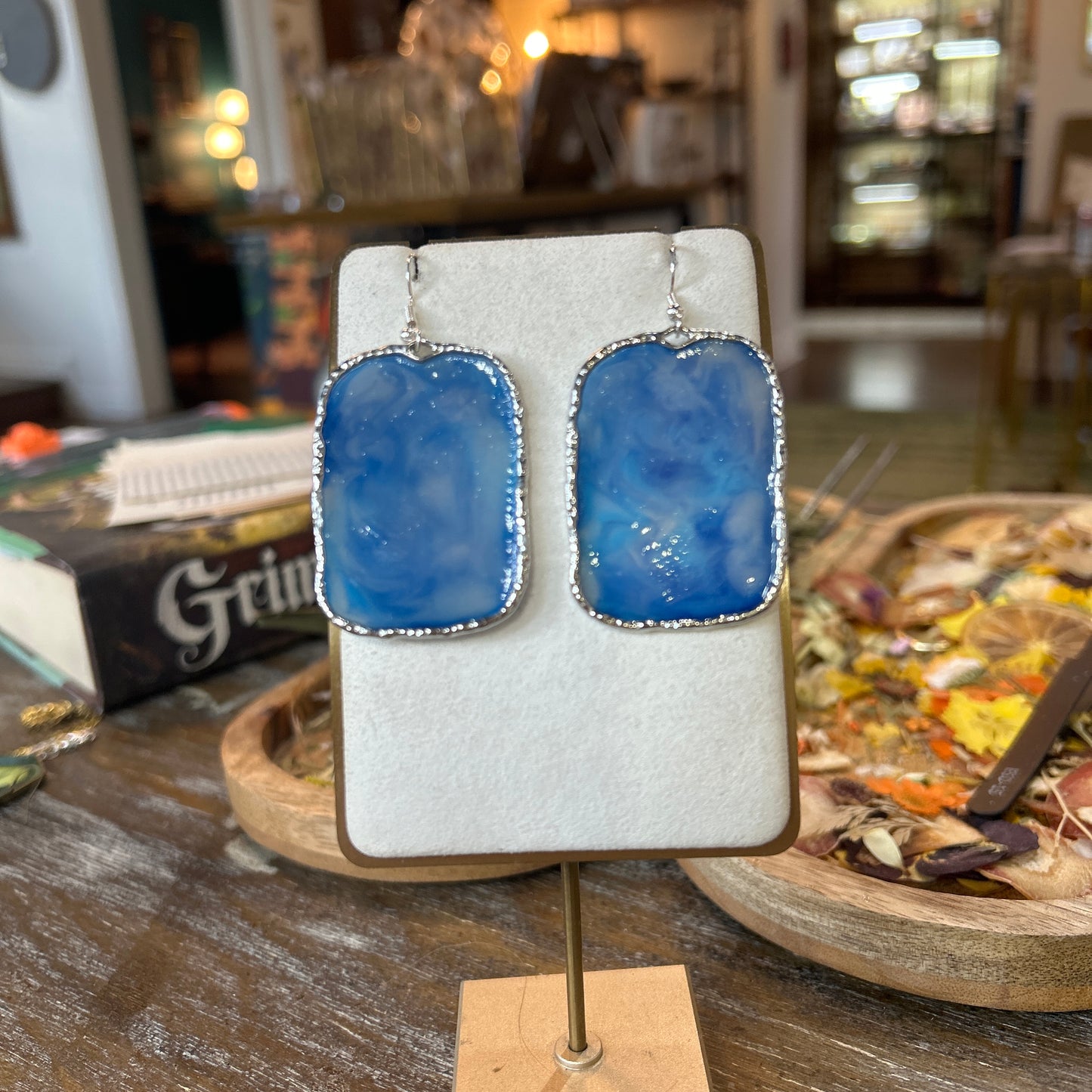 Blue Resin Earrings