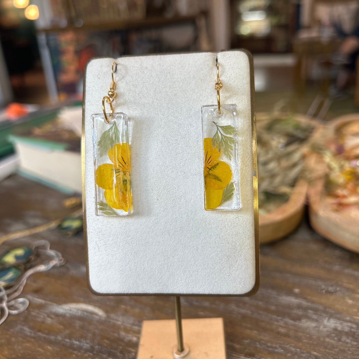 Yellow Flower Resin Earrings