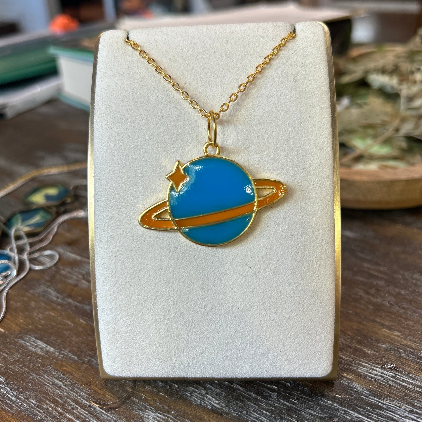 Ad Astra Saturn Necklace Blue & Orange