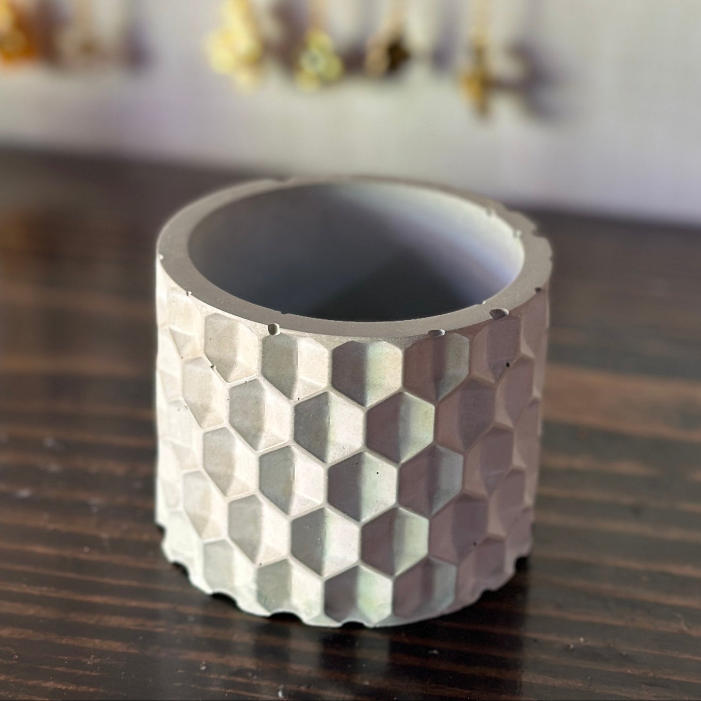 Cement Honeycomb pot in gray