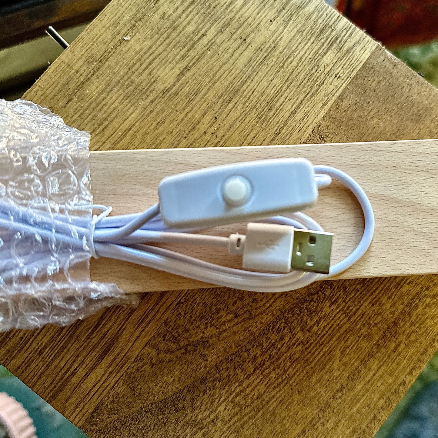 LED light with wood base