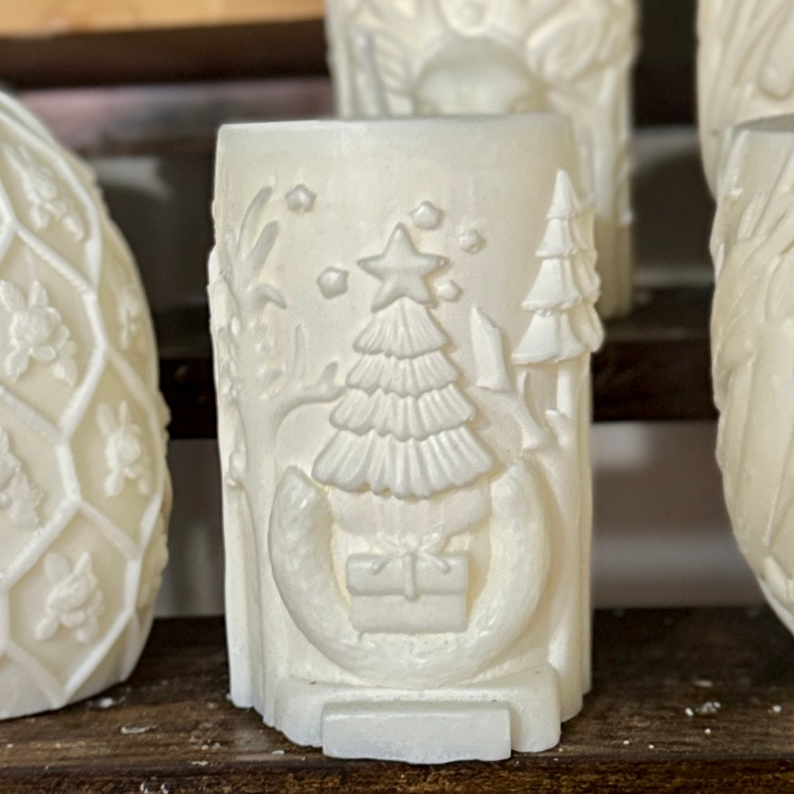 White Holiday Deer Candle (unscented)