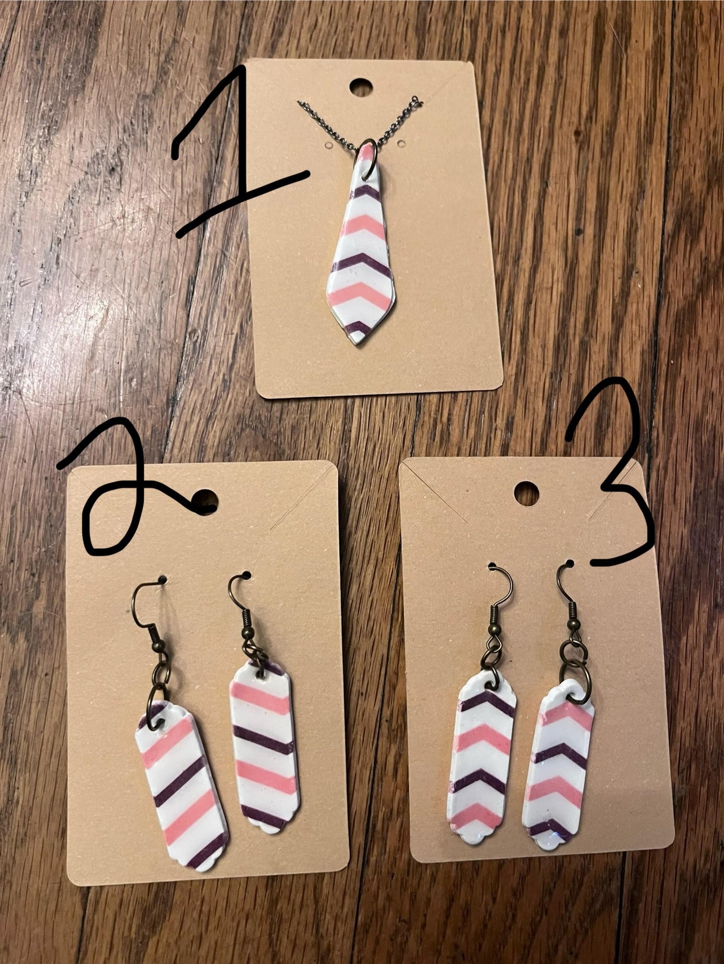 Clay Jewelry - pink/purple stripes