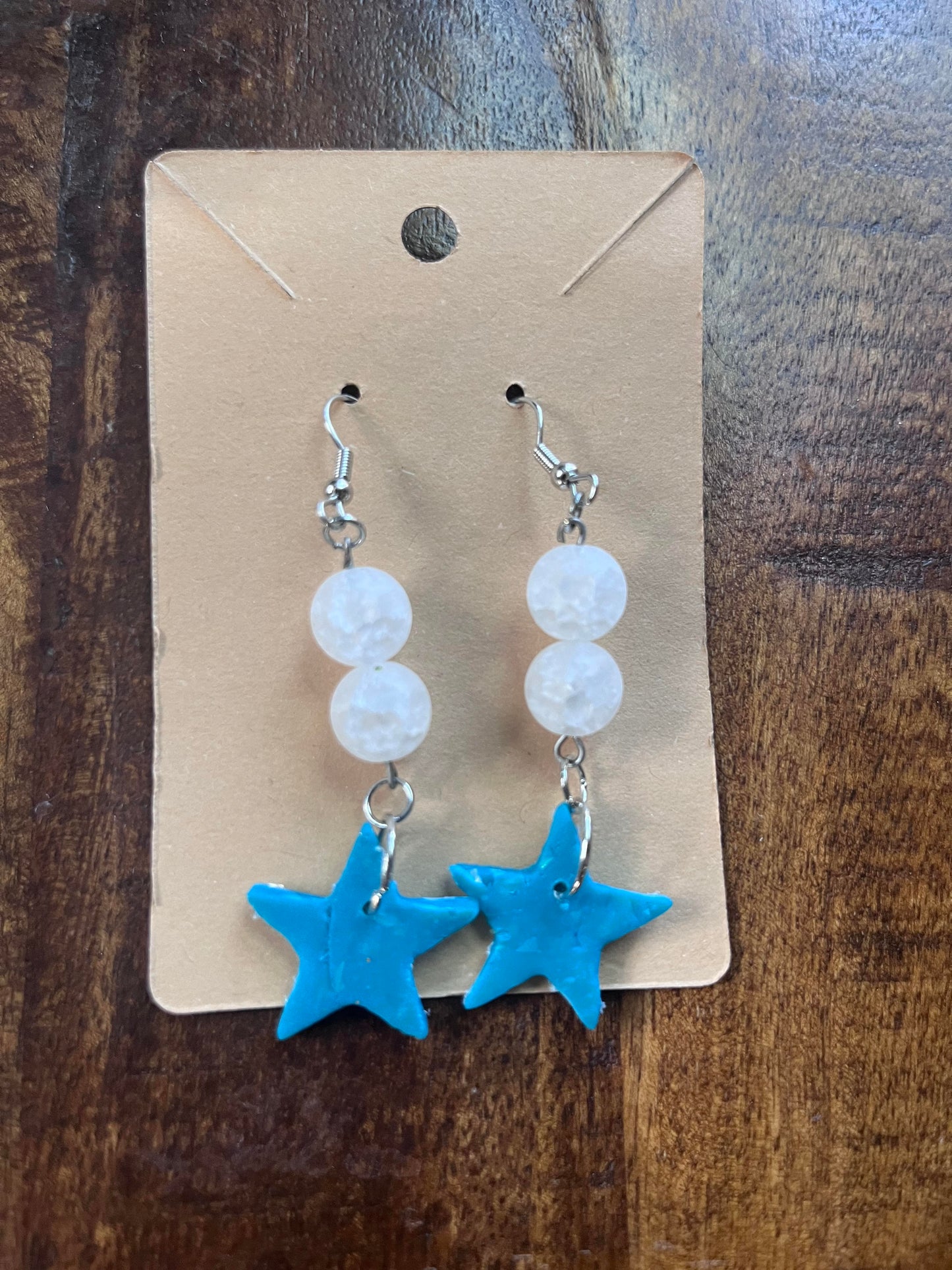 Turquoise Dangle Clay Earrings -star