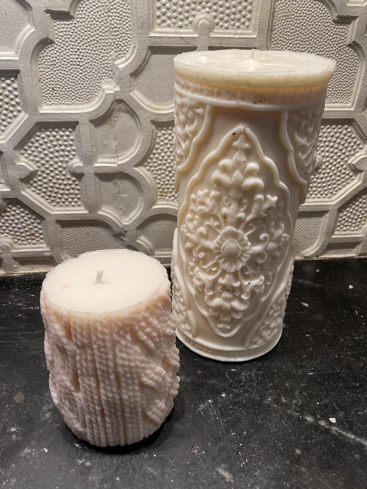 White Tall South Asian Pillar Candle
