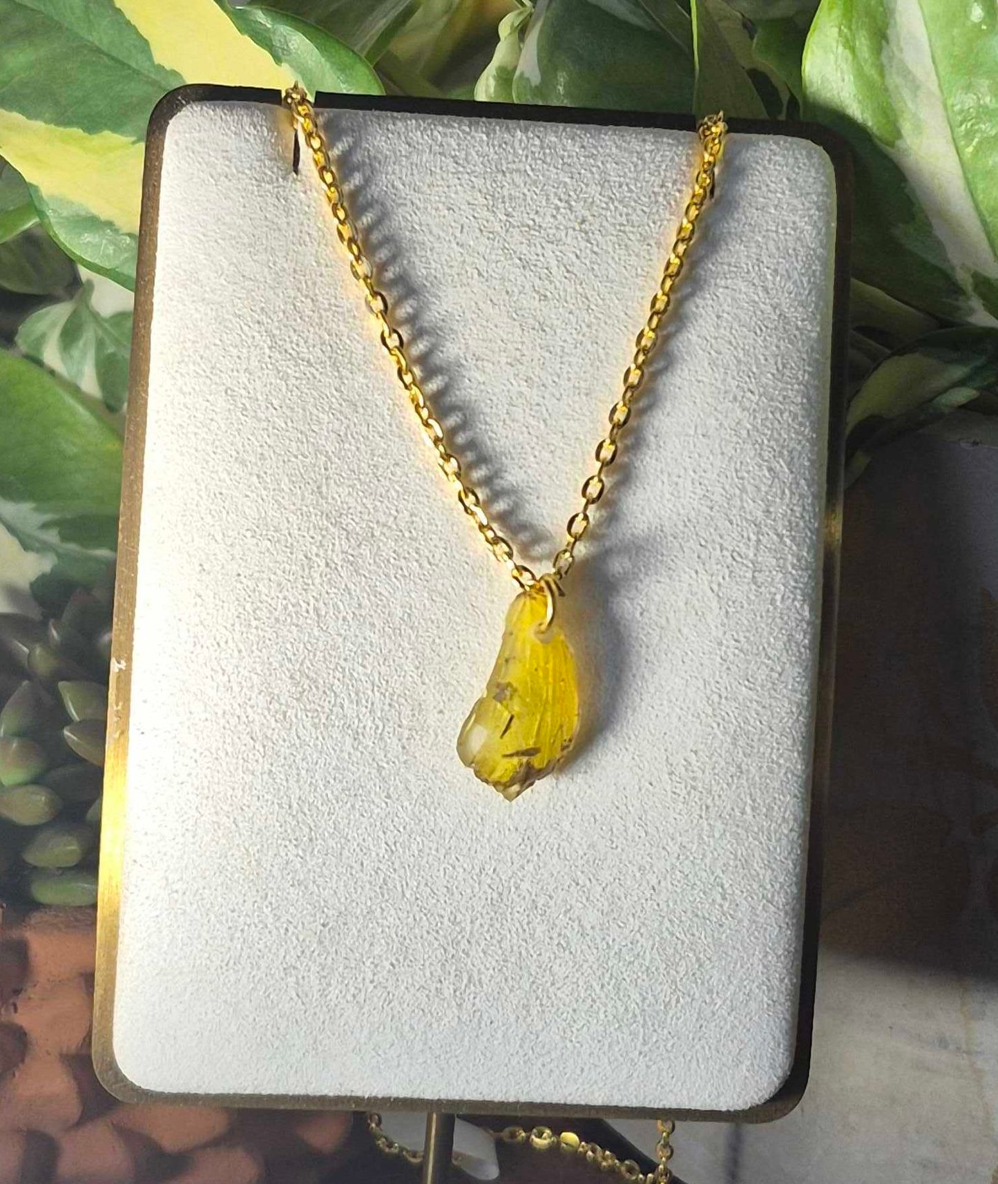 Mariposa Necklace: yellow butterfly wing