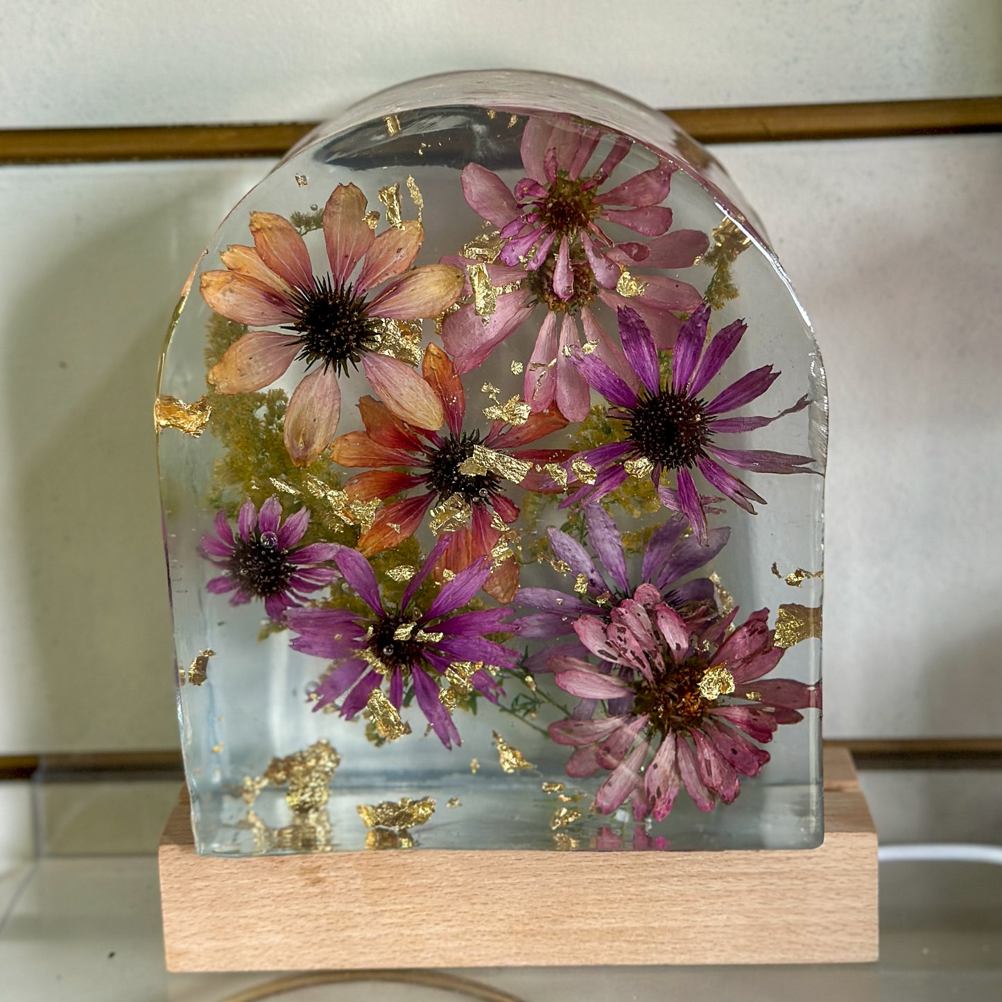 LED light with wood base