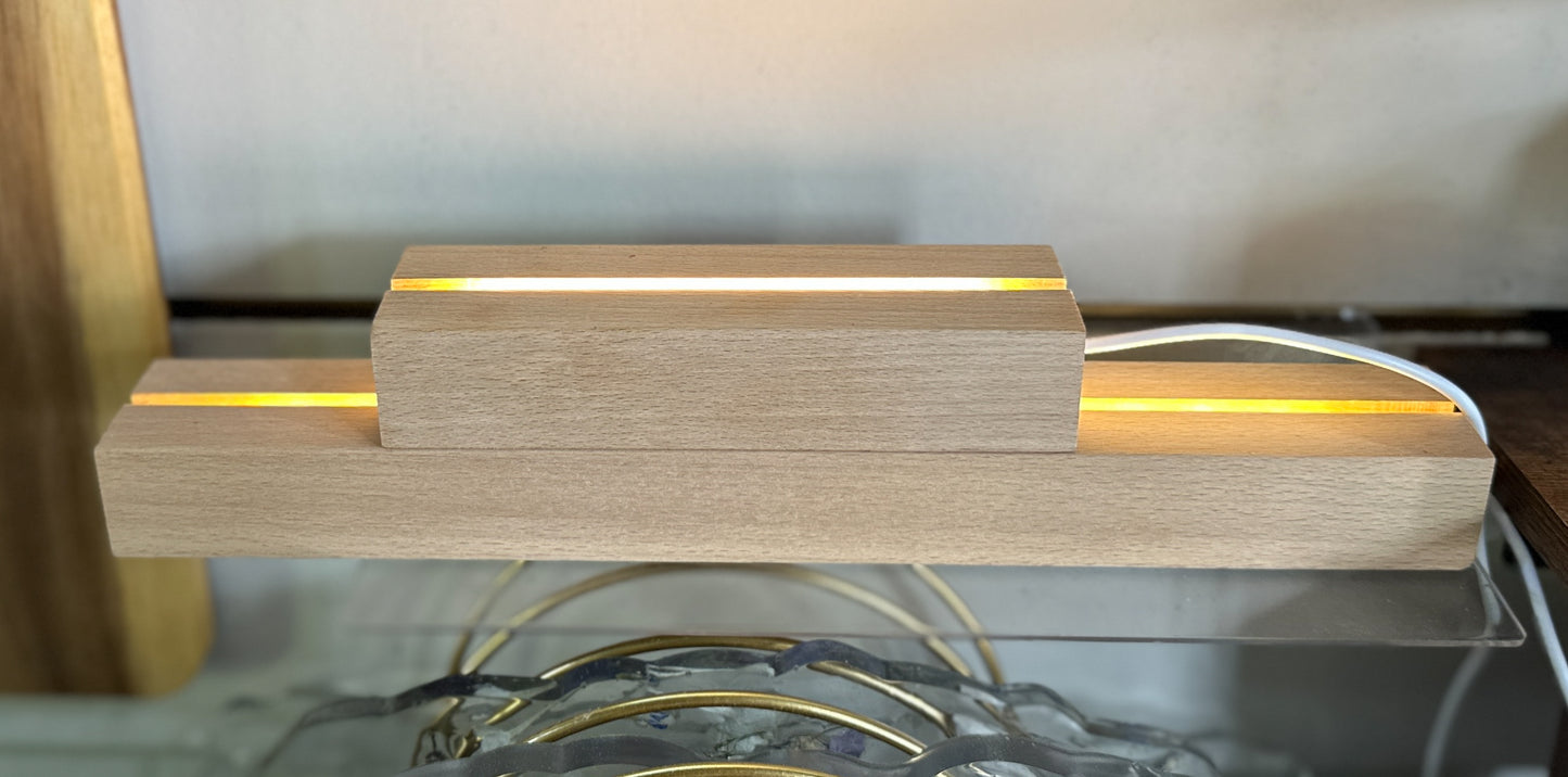 LED light with wood base