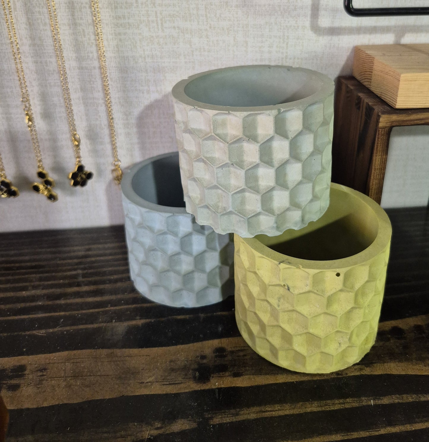 Cement Honeycomb pot (small)