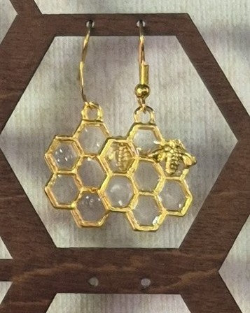 Clear resin honeycomb earring (7 hex)