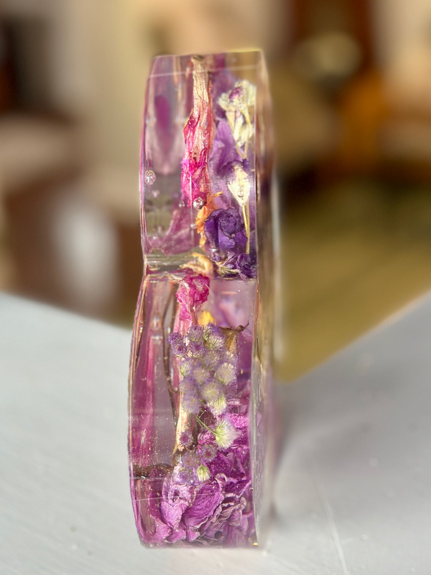Mixed floral resin heart (medium)
