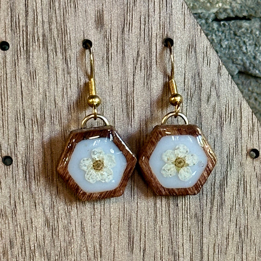 Wooden hexagonal earrings 3