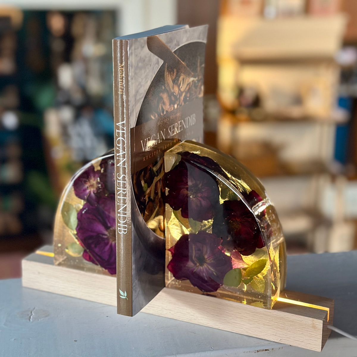 Rose and gold resin bookends