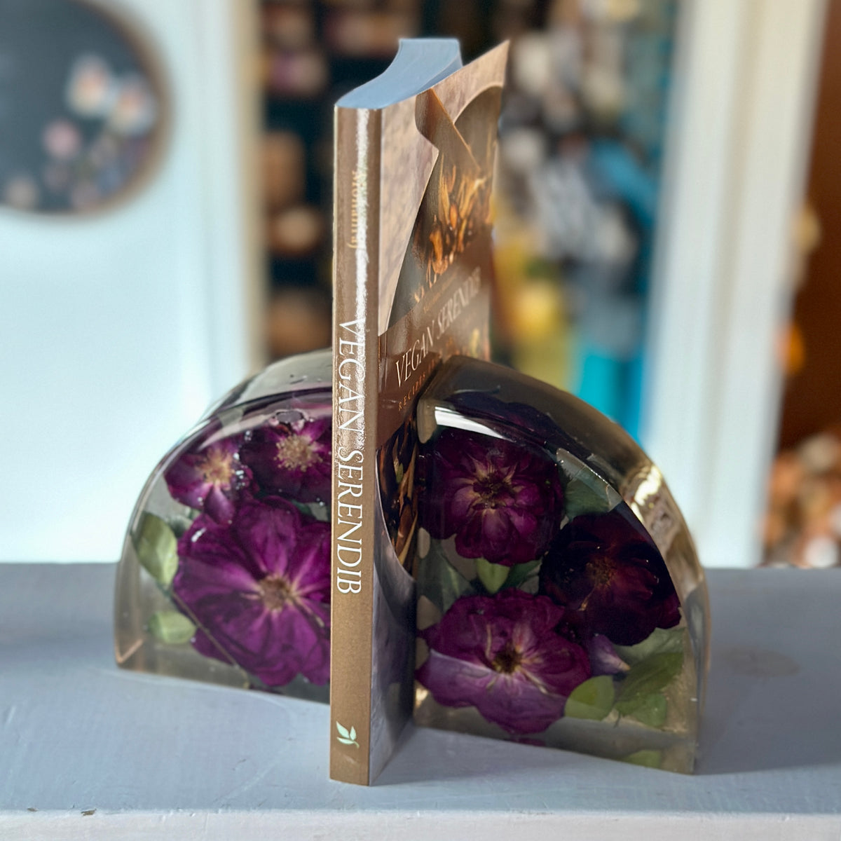 Rose and gold resin bookends