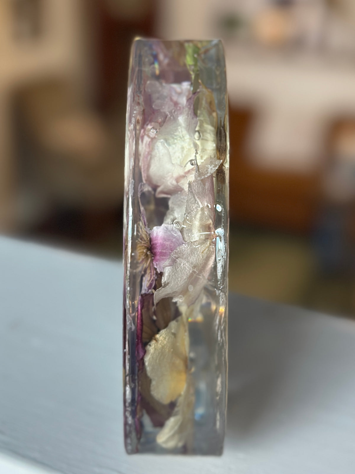 Clematis and rose resin heart (medium)