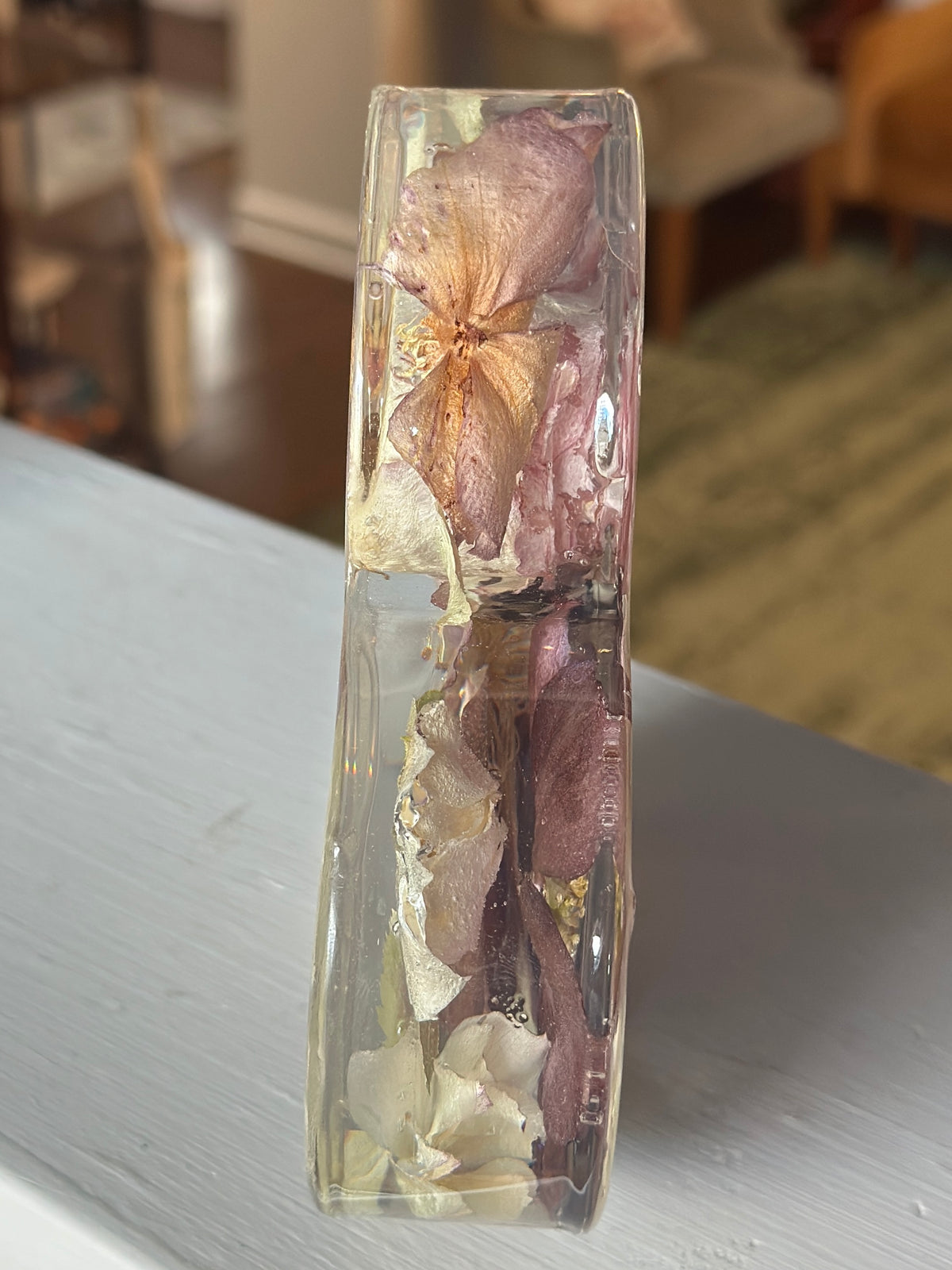 Clematis and rose resin heart (medium)