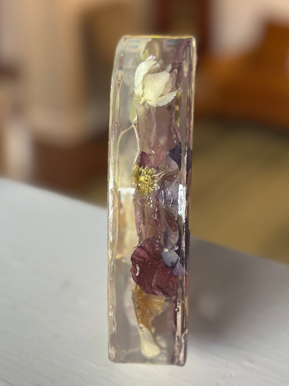 Clematis and rose resin heart (medium)