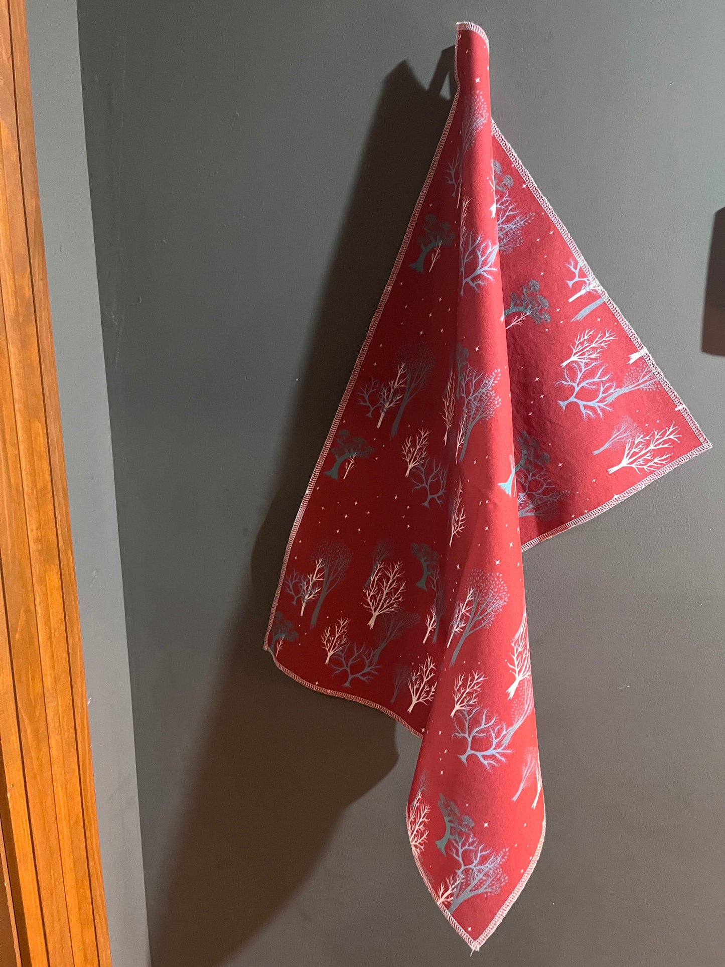 Tea Towel in "Starry Woods"- Red