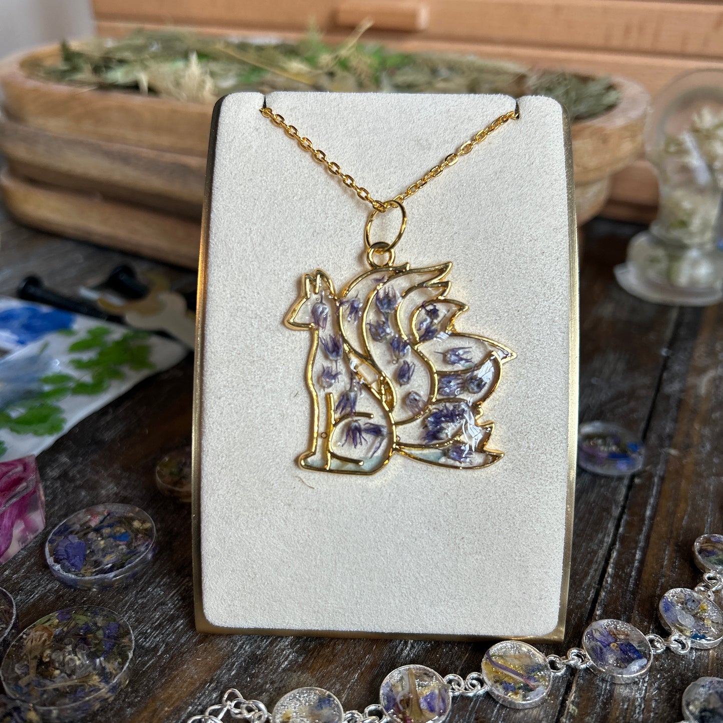 Nine-tailed fox pendent clear