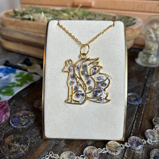 Nine-tailed fox pendent clear