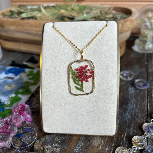 Pink flower gold necklace 4