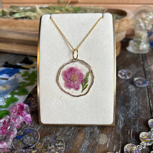 Pink flower gold necklace 6