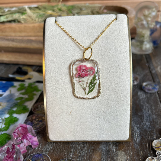 Pink flower gold necklace 7