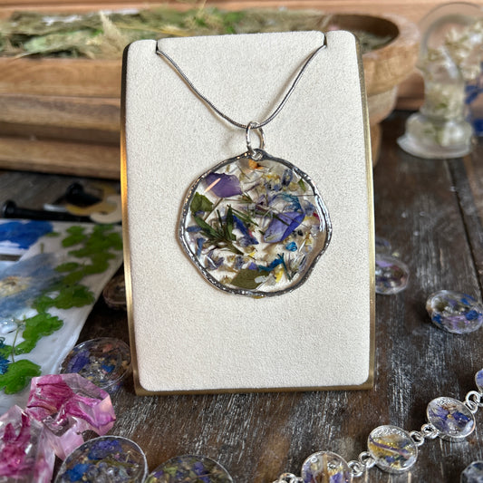 Purple flower silver necklace 4
