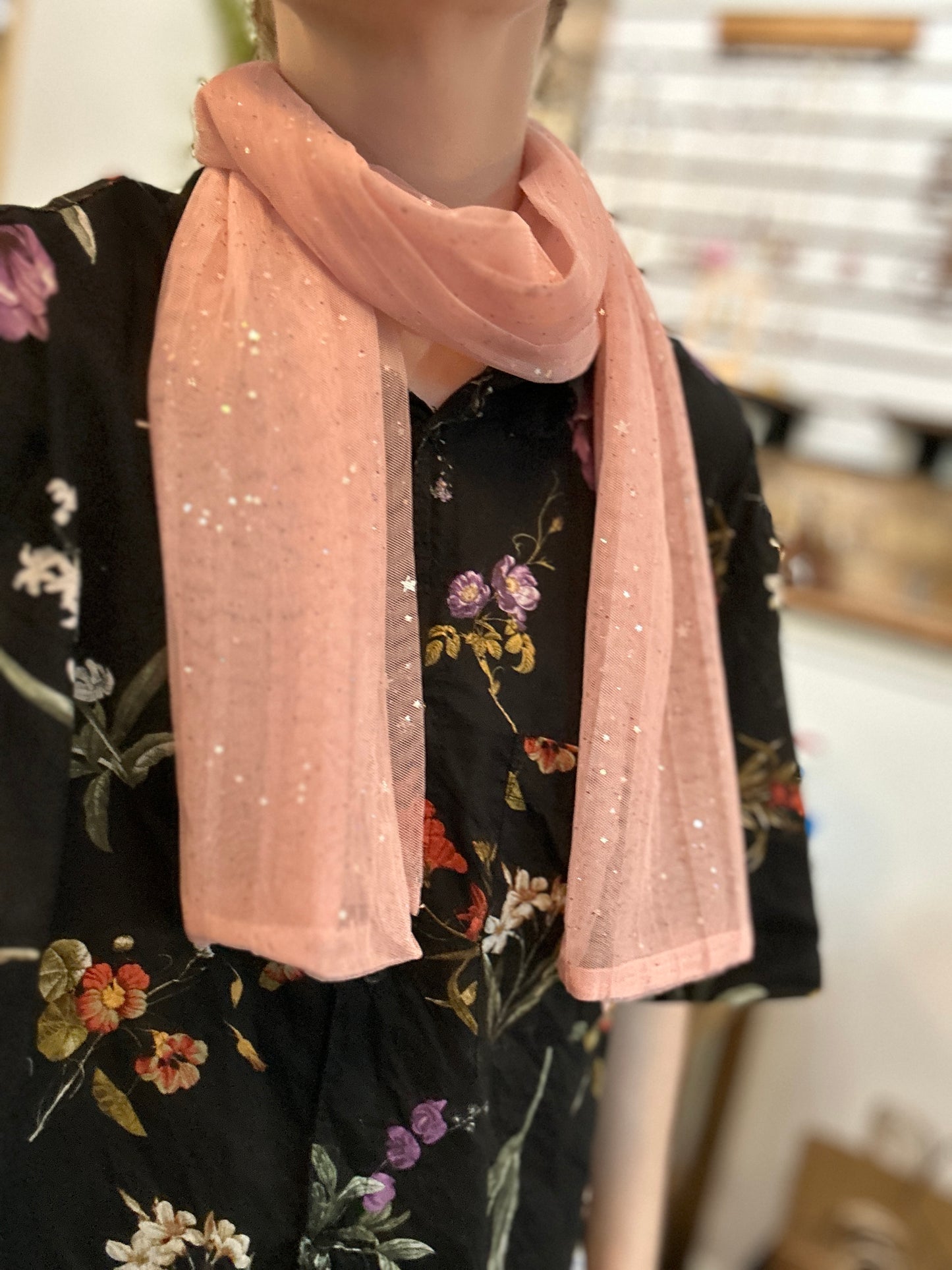 Handmade Scarf - Pink Sparkly Stars