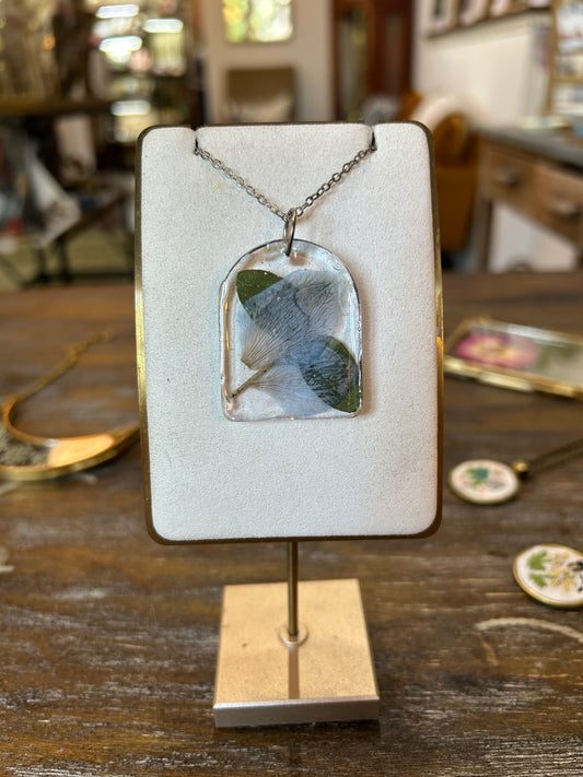 Resin Botanical Necklace - Blue