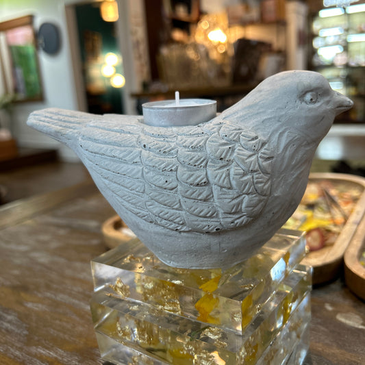 Cement Bird tea light holder