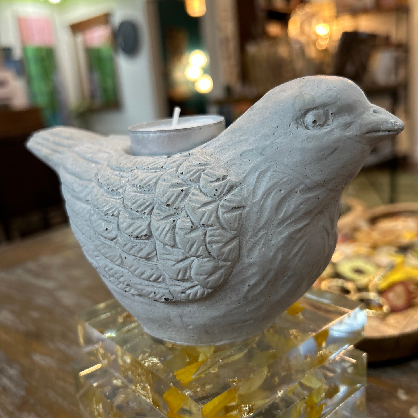 Cement Bird tea light holder