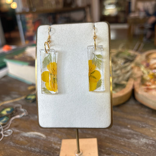Yellow Flower Resin Earrings