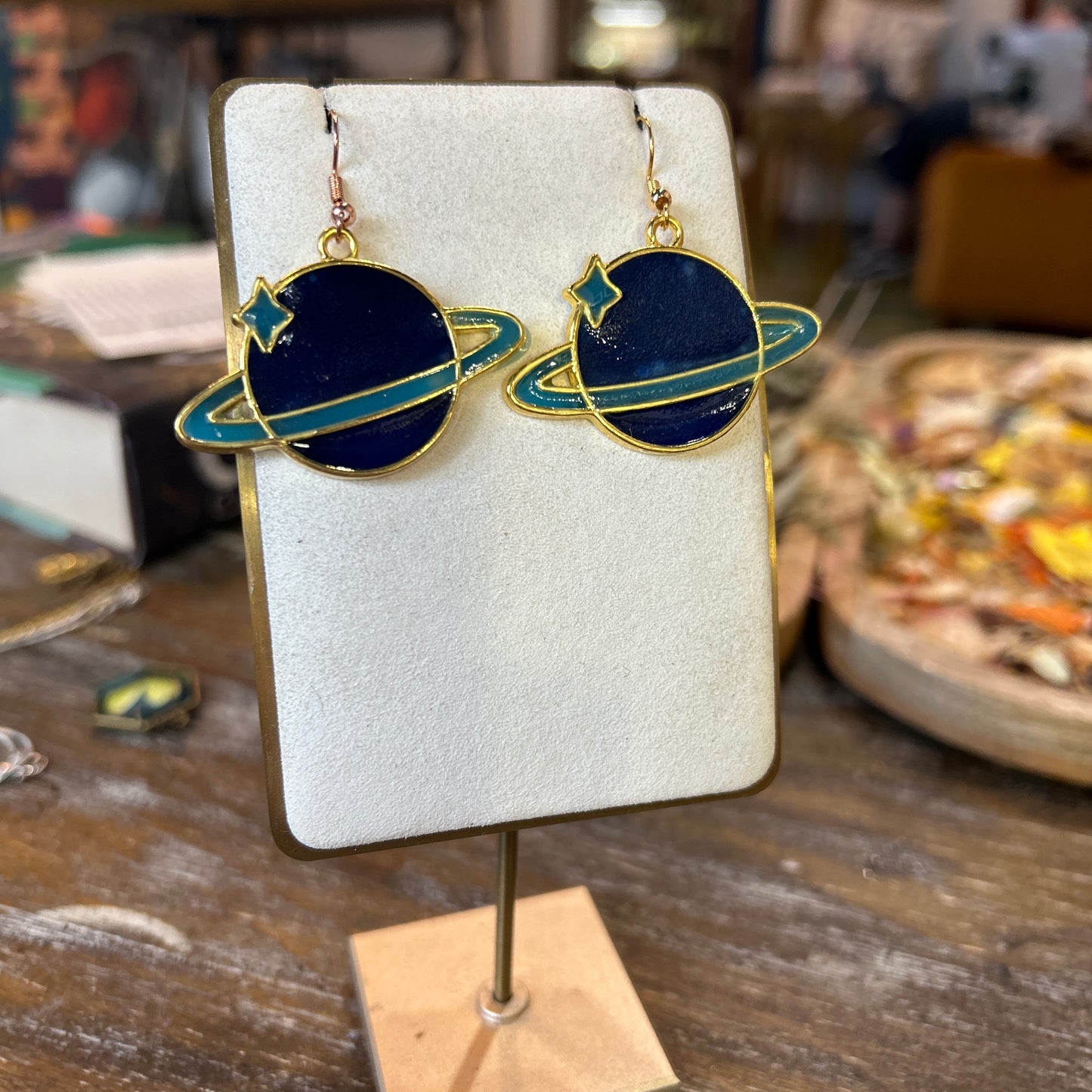 Ad Astra Saturn Earrings Blue