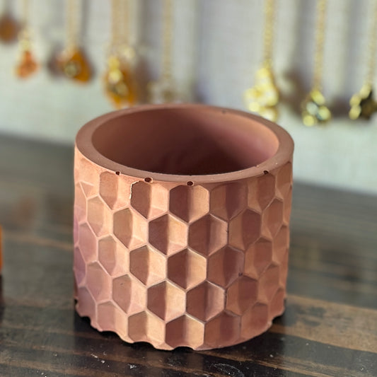 Cement Honeycomb pot in rust