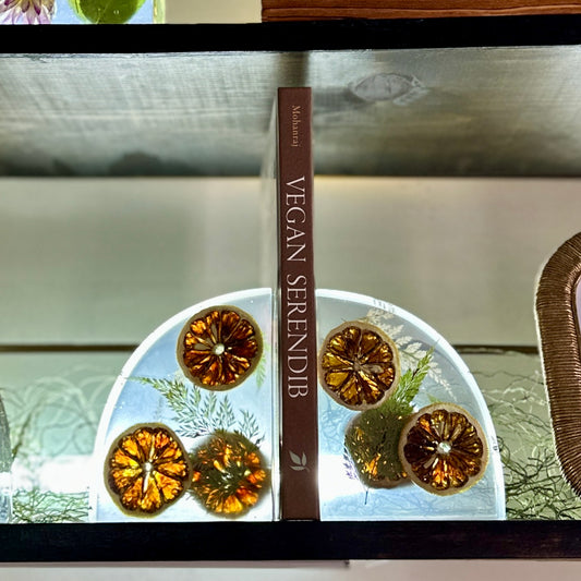 Orange slice resin bookends