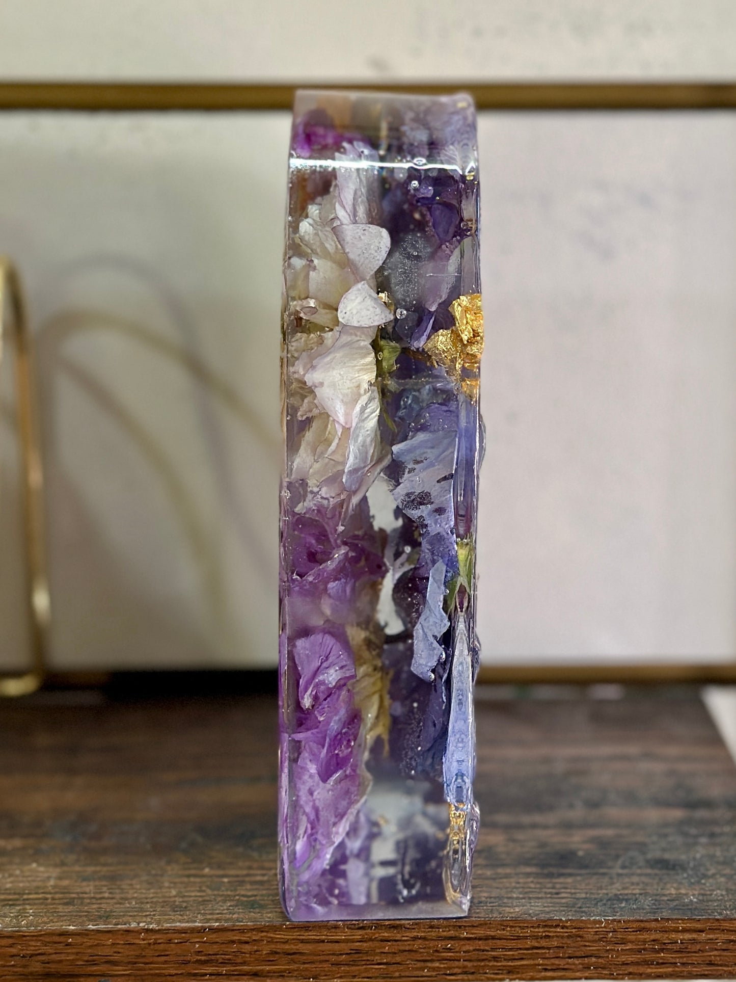 Dahlia and gold resin arch