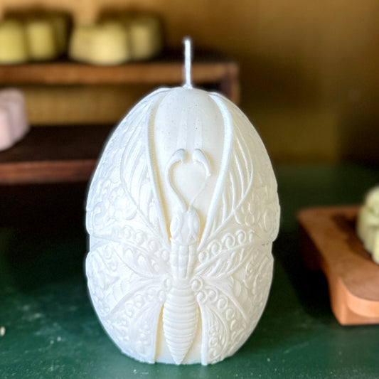 White butterfly egg candle (unscented)