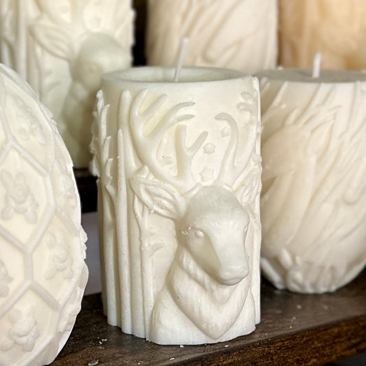 White Holiday Deer Candle (unscented)