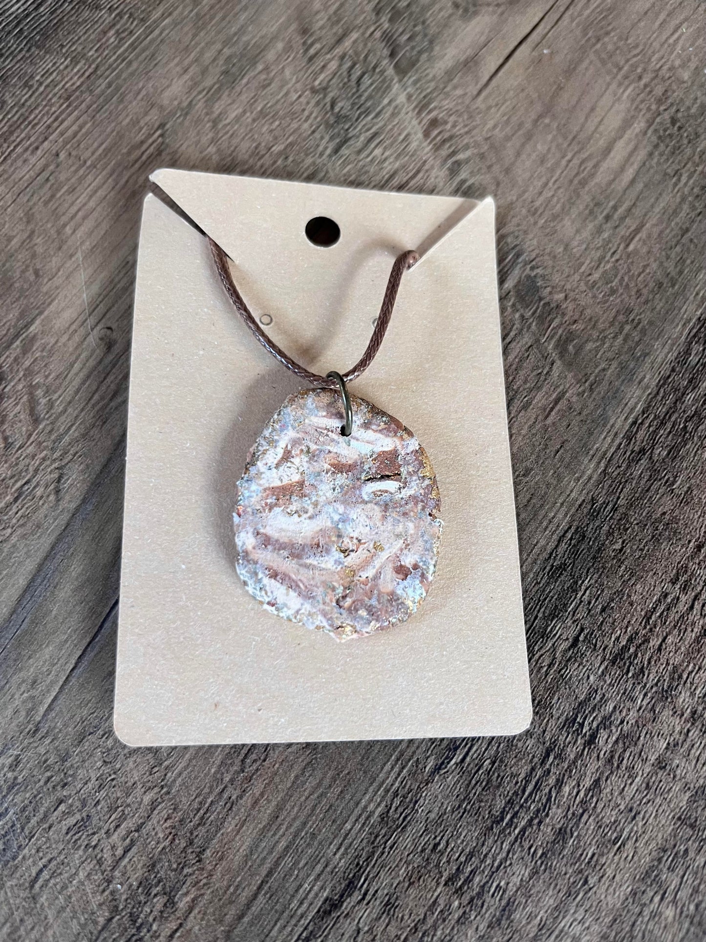 Clay Necklace -Shimmery Bark
