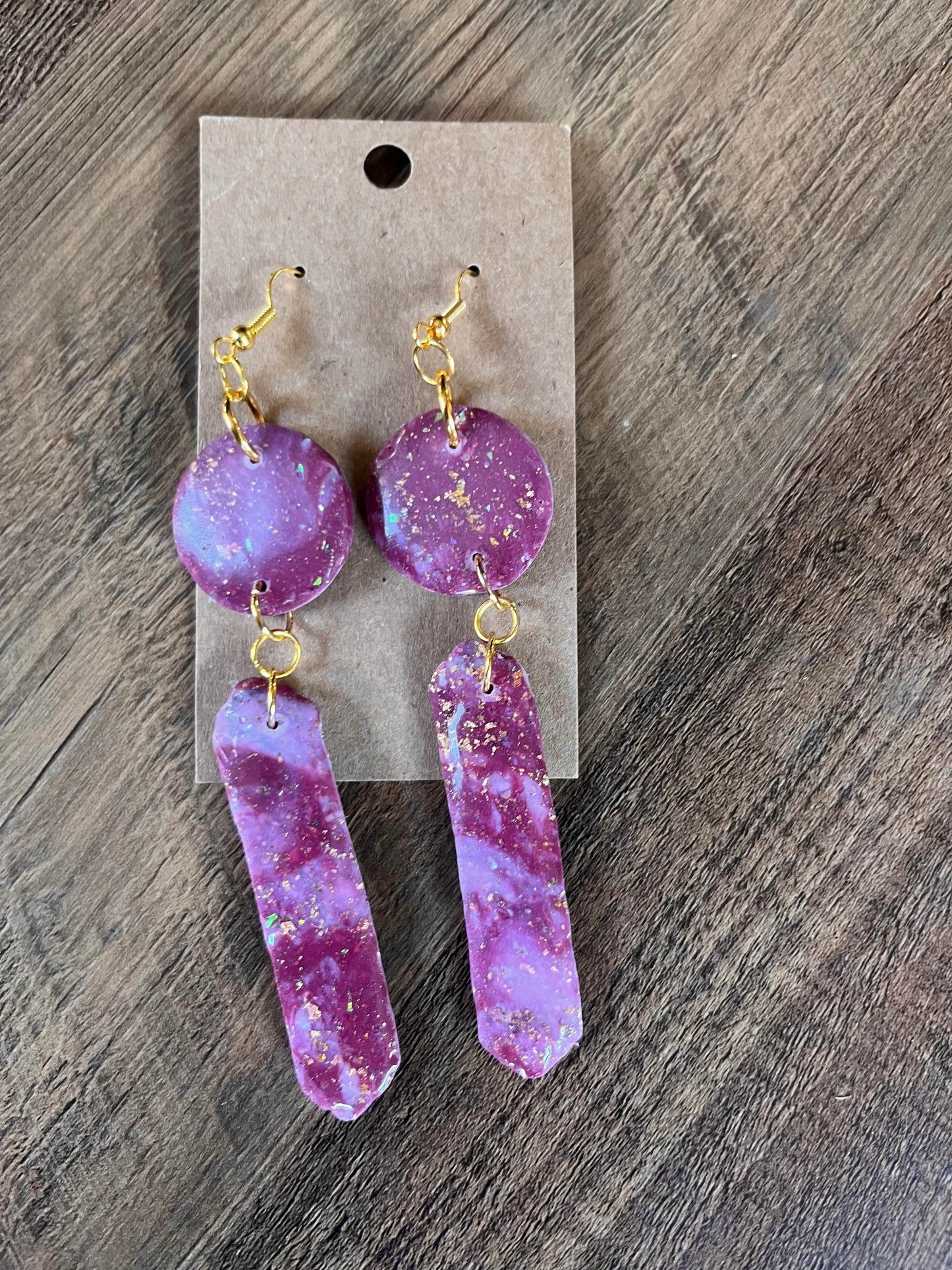 Clay Earrings in "Shimmery Rose/Burgundy" designs
