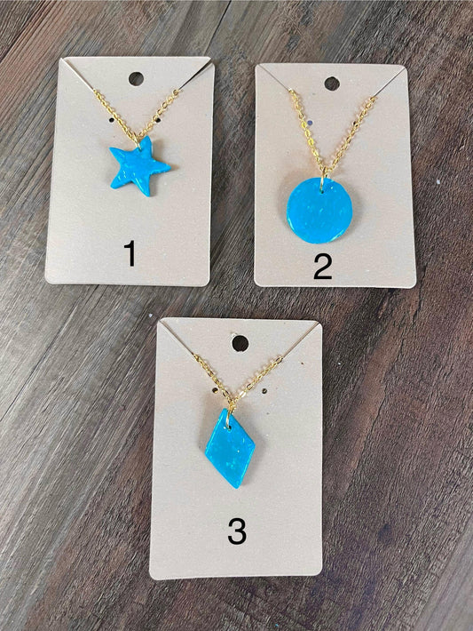 Clay Necklaces in "Turquoise Shimmer" Design