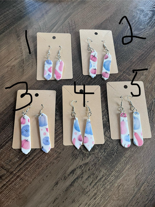 Clay Earrings - blue/pink pumpkin