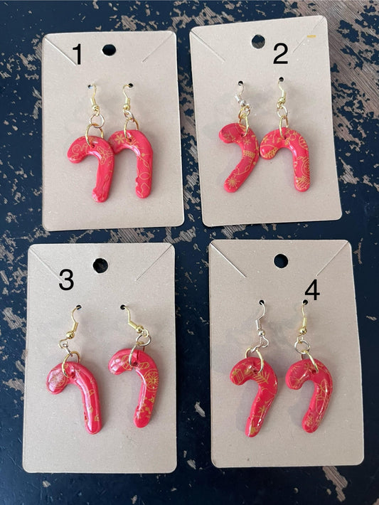 Holiday Clay Earrings - Candy Canes