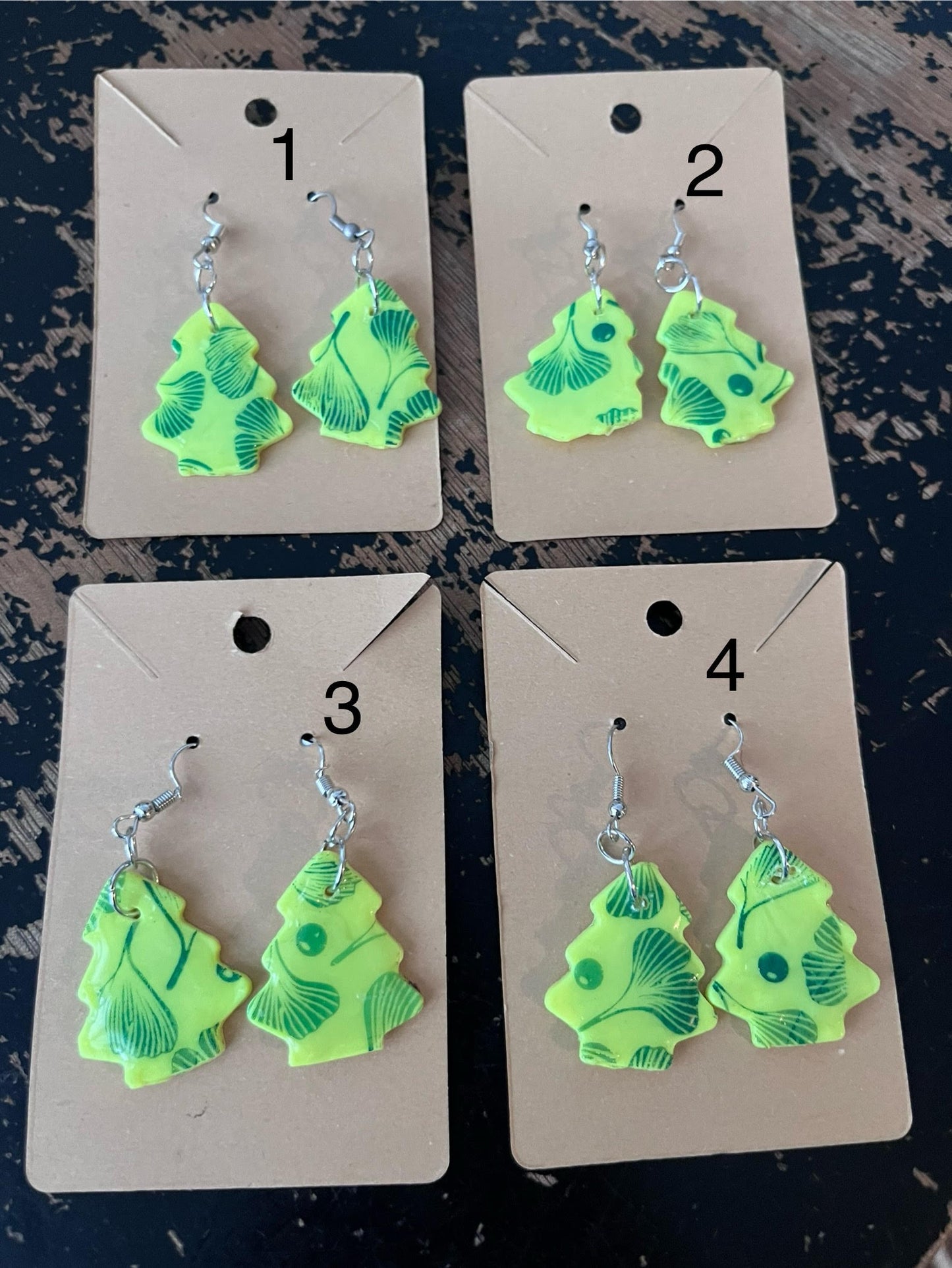 Holiday Clay Earrings - Green Trees